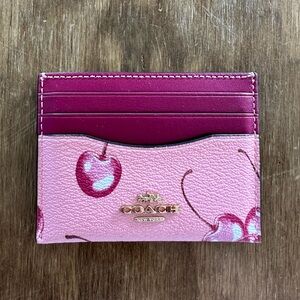 Coach Slim ID Card Case With Cherry Print